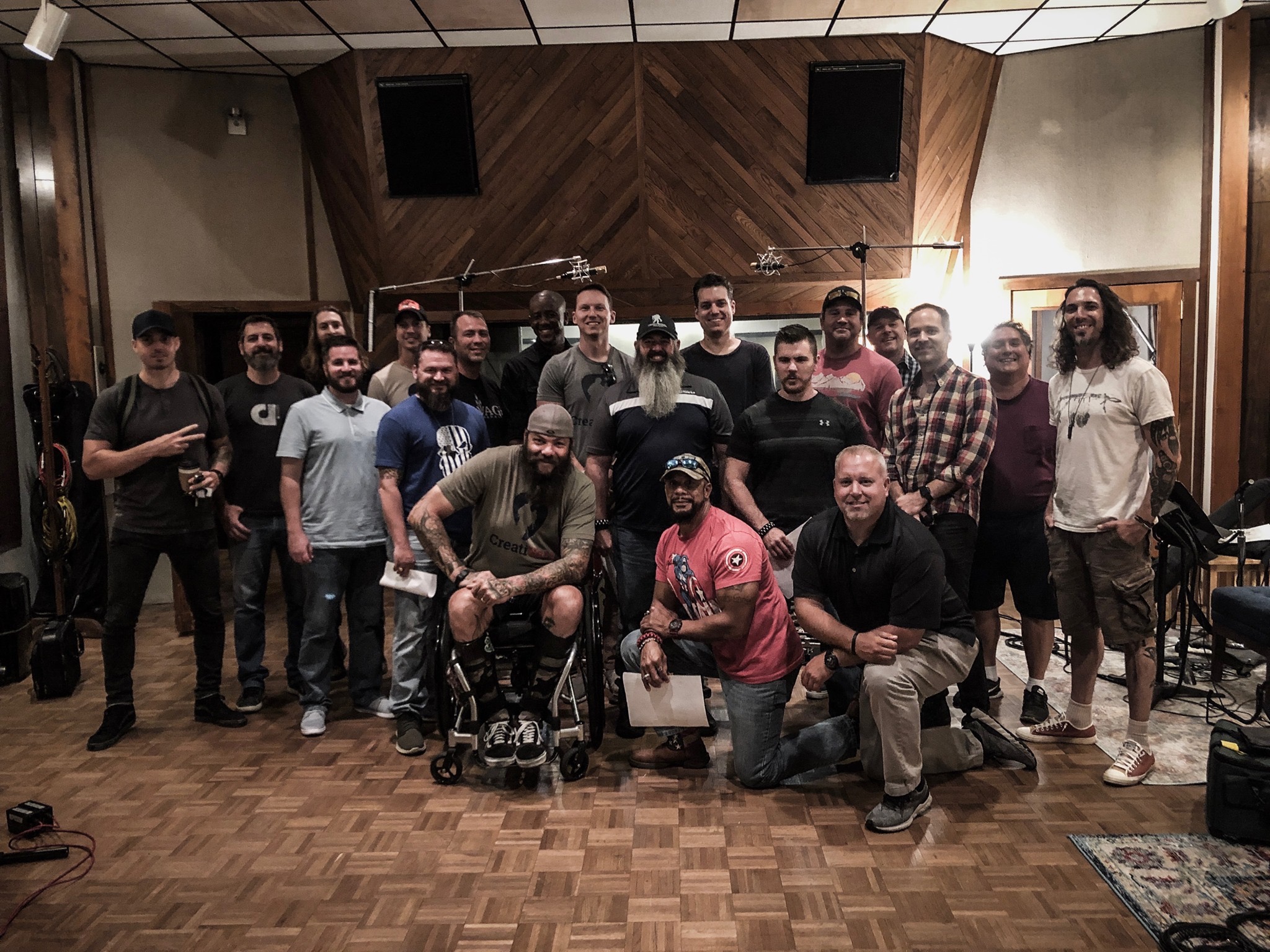 A group of veteran participants record songs that they wrote during a recent Nashville Songwriting Program.