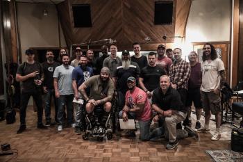 A group of veteran participants record songs that they wrote during a recent Nashville Songwriting Program.