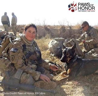 Cobra the Working K9 with Military Handler, Ashley, in Afghanistan